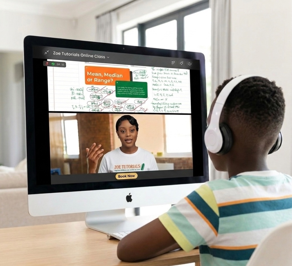 Student in a live ZOE Tutorials online class session